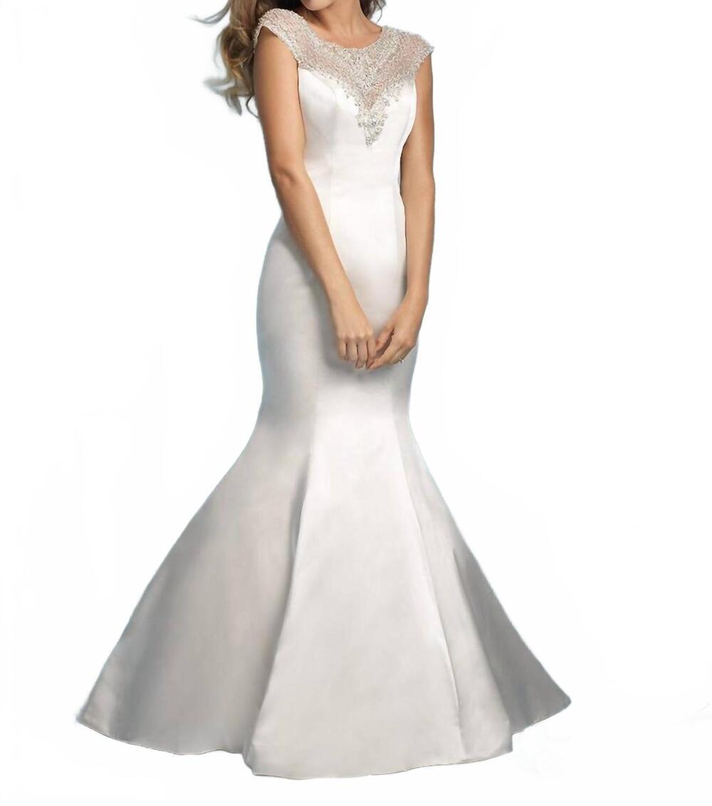 NEW ALLURE BRIDALS fit and flare wedding gown in diamond white
